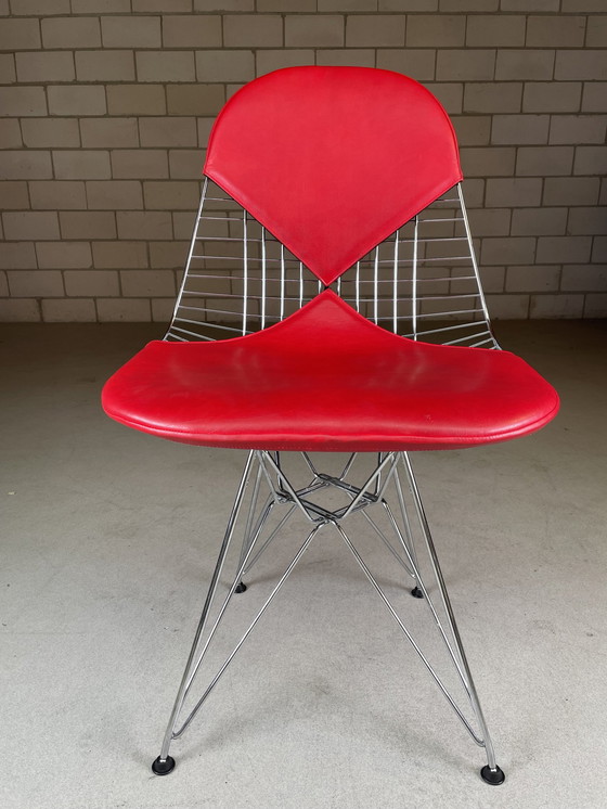 Image 1 of Vitra Eames Wire Chair Dkr-2 Chair Rood Leer