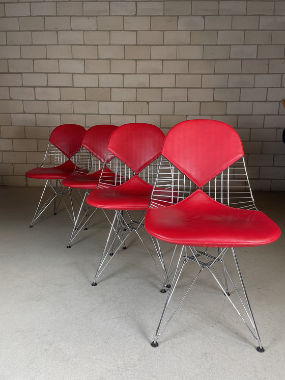 Image 1 of Vitra Eames Wire Chair Dkr-2 Chair Rood Leer