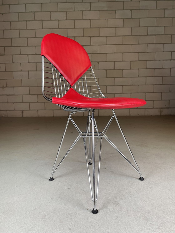 Image 1 of Vitra Eames Wire Chair Dkr-2 Chair Rood Leer