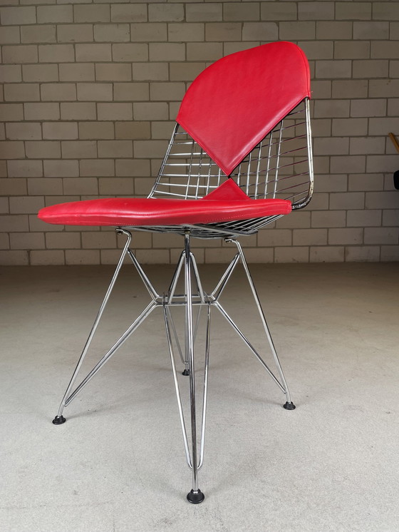 Image 1 of Vitra Eames Wire Chair Dkr-2 Chair Rood Leer