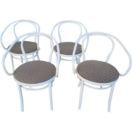 Set van 4 vintage "le corbusier" stoelen in hout van Thonet, 1920