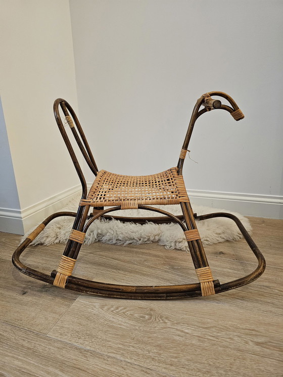 Image 1 of Franco Albini Stijl Mid Century Bamboe Hobbelpaard