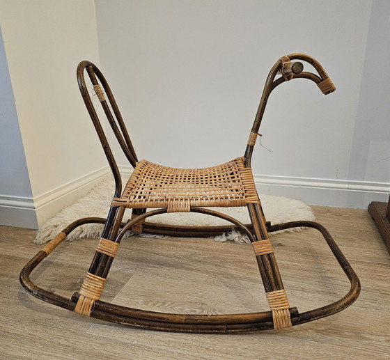 Image 1 of Franco Albini Stijl Mid Century Bamboe Hobbelpaard