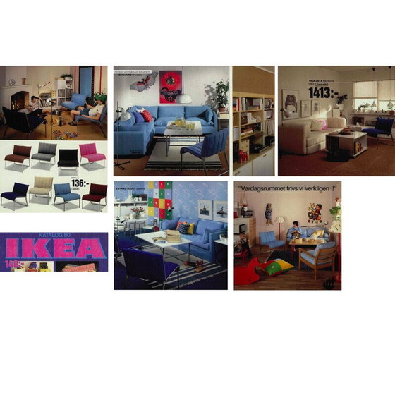 Image 1 of Paar vintage Scandinavische zwarte patchwork leren fauteuils van Ikea, jaren 1980