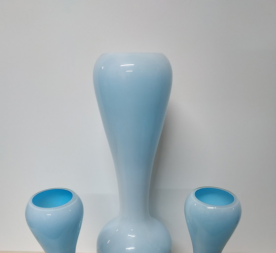 Image 1 of Unieke Set Vintage Opaline Vazen 