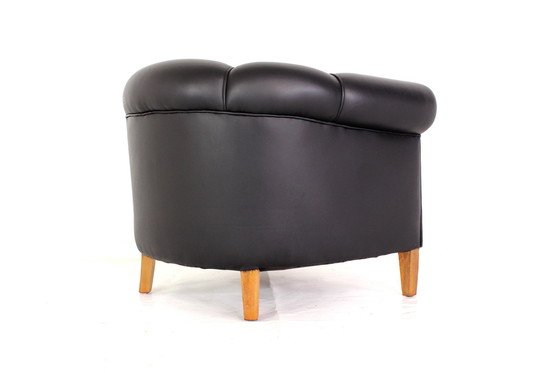 Image 1 of als nieuw, jaren 1960 Club Lounge Chair / Fauteuil, volledig gerestaureerd incl. nieuwe bekleding en nieuw aniline leer