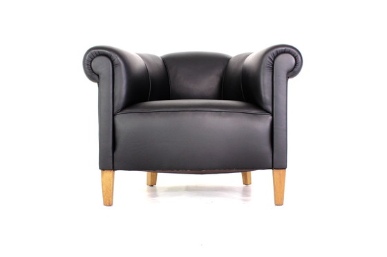 Image 1 of als nieuw, jaren 1960 Club Lounge Chair / Fauteuil, volledig gerestaureerd incl. nieuwe bekleding en nieuw aniline leer