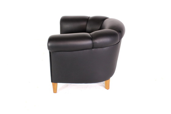 Image 1 of als nieuw, jaren 1960 Club Lounge Chair / Fauteuil, volledig gerestaureerd incl. nieuwe bekleding en nieuw aniline leer