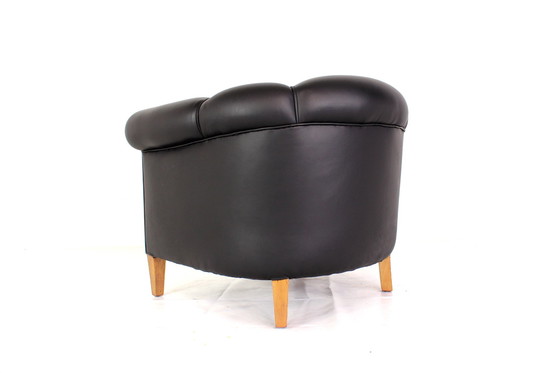 Image 1 of als nieuw, jaren 1960 Club Lounge Chair / Fauteuil, volledig gerestaureerd incl. nieuwe bekleding en nieuw aniline leer