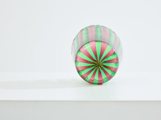 Image 1 of Set van 6 Italiaanse Murano groen en paars glazen bekers 1980S