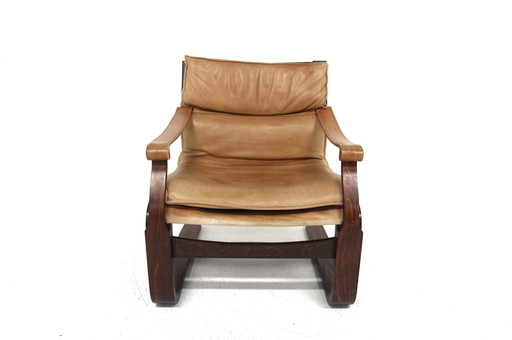  Scandinavische lederen fauteuil Nelo, Noorwegen, 1980