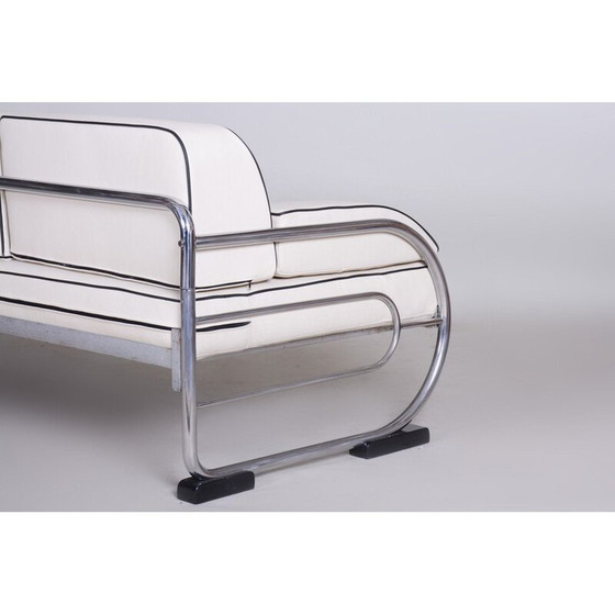 Image 1 of Vintage witte 3-zitsbank van Robert Slezak voor Slezak Factories, Tsjecho-Slowakije 1930