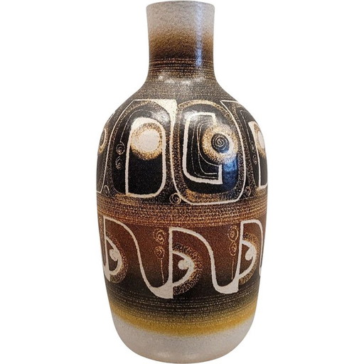 Vintage keramieken vaas met etnische decoratieve motieven door Jordi Serra Moragas, Spanje 1970