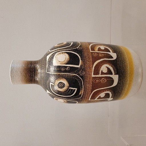 Vintage keramieken vaas met etnische decoratieve motieven door Jordi Serra Moragas, Spanje 1970