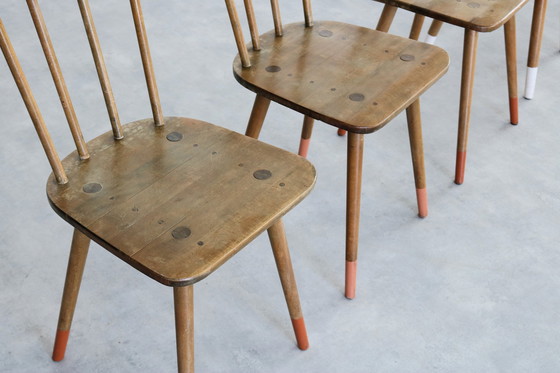 Image 1 of 4X Vintage Eiken Eetkamerstoelen