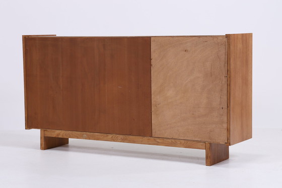 Image 1 of Vintage glazen dressoir 60s | Mid Century TV dressoirkast retro walnoothout ladekast uitbreiding enkel model