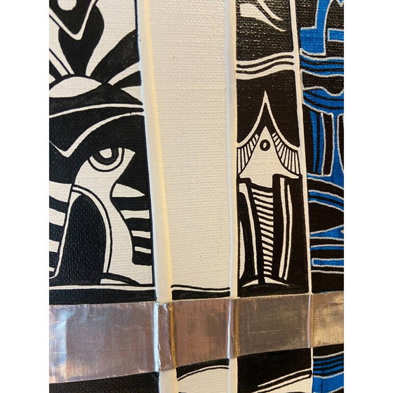 Image 1 of Vintage schilderij "Le Vitrail" in metaal van Alain Carpentier