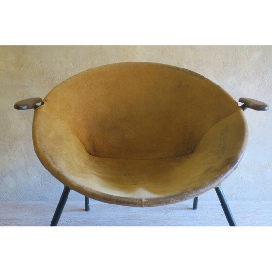 Image 1 of Vintage teakhouten en lederen fauteuil van Hans Olsen voor Lea Design, Zweden 1950