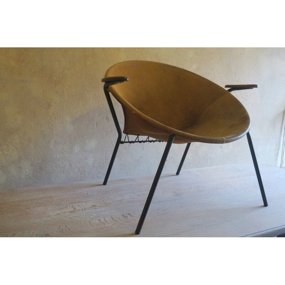Image 1 of Vintage teakhouten en lederen fauteuil van Hans Olsen voor Lea Design, Zweden 1950