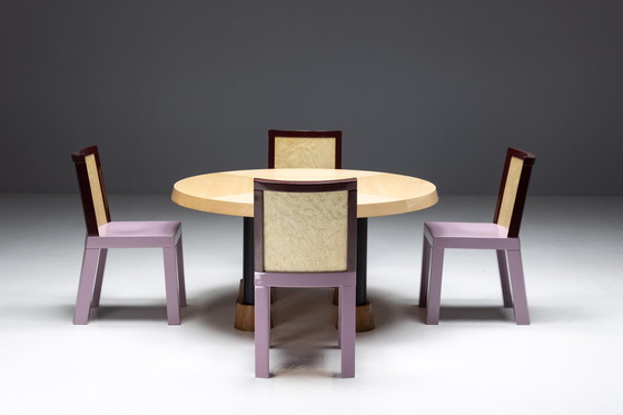 Image 1 of Set van 4 mid century roze eetkamerstoelen van Ettore Sottsass voor Leitner, jaren 1980
