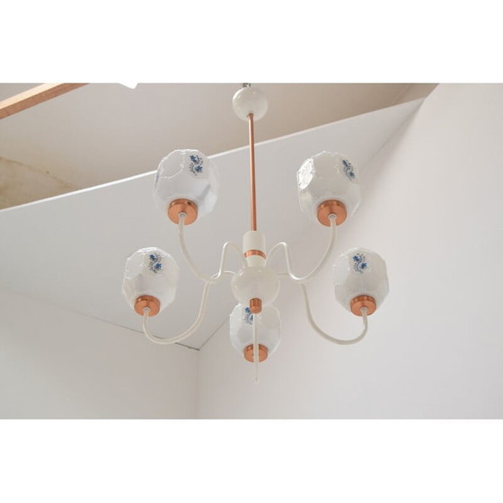 Image 1 of Vintage drukov kroonluchter van glas en metaal, Tsjechië 1970