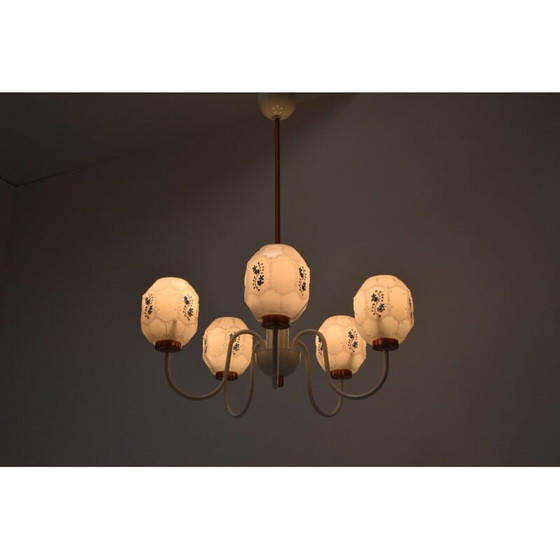 Image 1 of Vintage drukov kroonluchter van glas en metaal, Tsjechië 1970