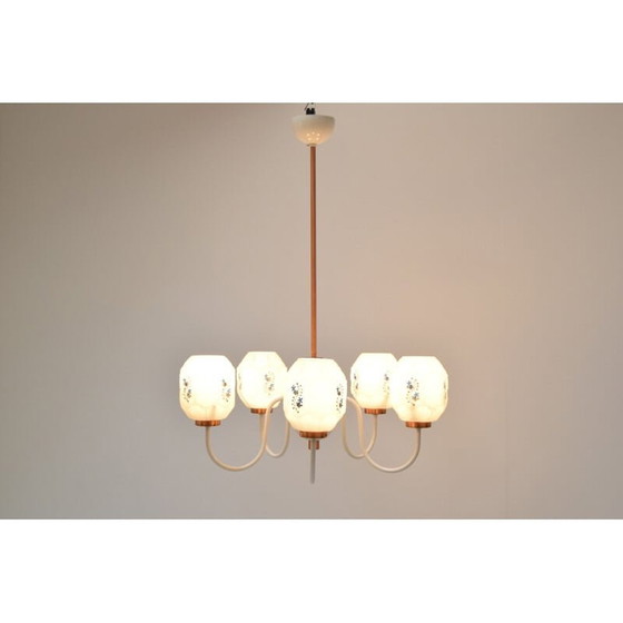 Image 1 of Vintage drukov kroonluchter van glas en metaal, Tsjechië 1970