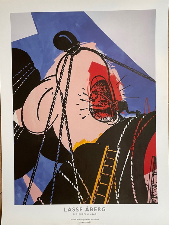 Image 1 of Lasse Åberg ,"Seriekopplingar","Seriekopplingar", 1988 Gedrukt en uitgegeven door Painters Posters, Stockholm, 1988, Vintage