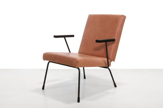 Image 1 of Gispen 1407 fauteuil van Wim Rietveld en Cordemeyer in cognac Bruin leer