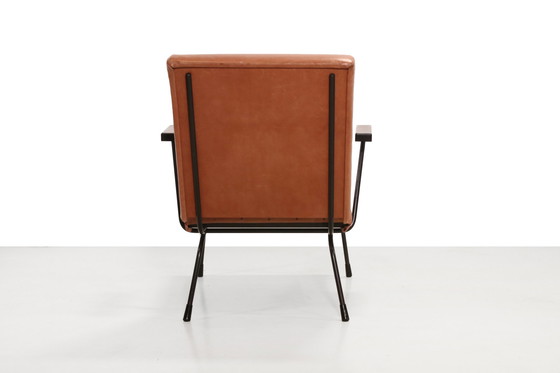 Image 1 of Gispen 1407 fauteuil van Wim Rietveld en Cordemeyer in cognac Bruin leer