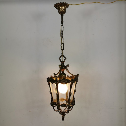 Vintage Franse Bronzen Lantaarnlamp, Hanglamp, Lamp