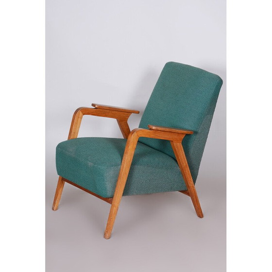 Image 1 of Vintage groen beukenhouten Art Deco fauteuil, Tsjechië 1940