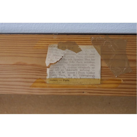 Image 1 of Vintage landschap olieverf op paneel door Ove Olson, jaren 1960