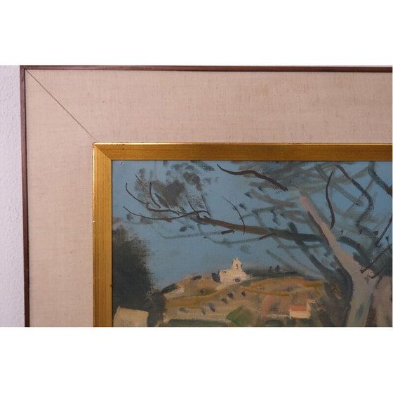 Image 1 of Vintage landschap olieverf op paneel door Ove Olson, jaren 1960