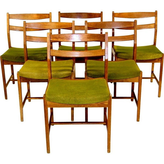 Image 1 of Set van 6 vintage eikenhouten stoelen van Erik Wörtz, 1960