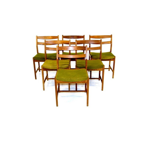 Set van 6 vintage eikenhouten stoelen van Erik Wörtz, 1960