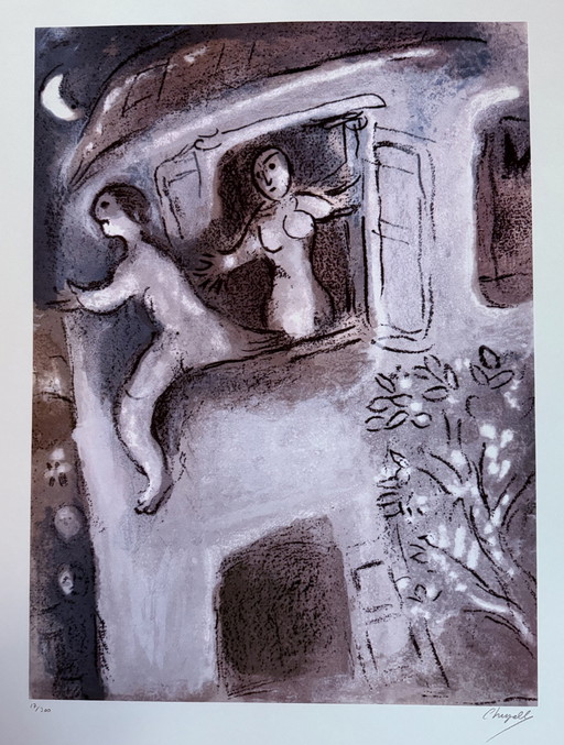 Marc Chagall: Gesigneerde Lithografie, Genummerd 17/300.