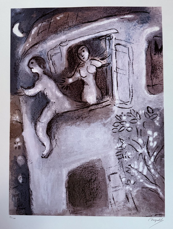 Image 1 of Marc Chagall: Gesigneerde Lithografie, Genummerd 17/300.