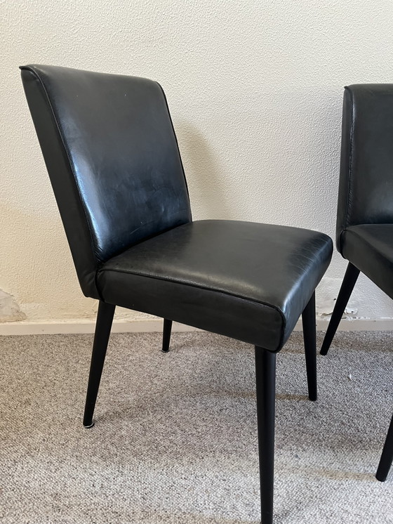 Image 1 of 4x Aardeko lederen eetkamerstoelen