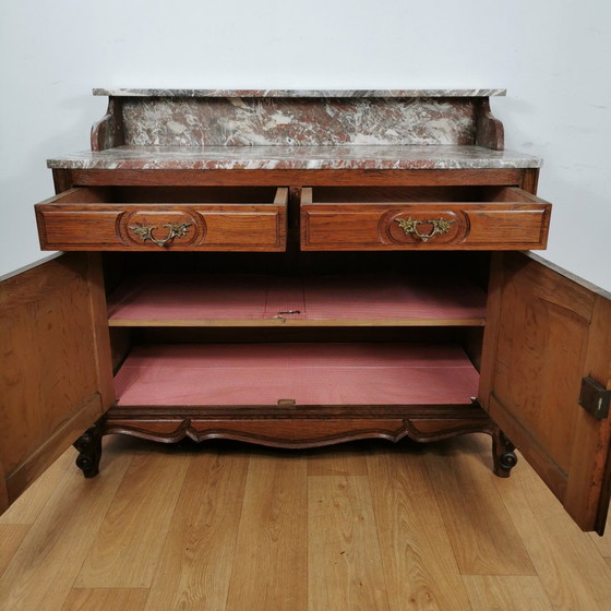 Image 1 of Vintage Frans Dressoir Commode, Ladekast Badkamermeubel Met Marmer Blad