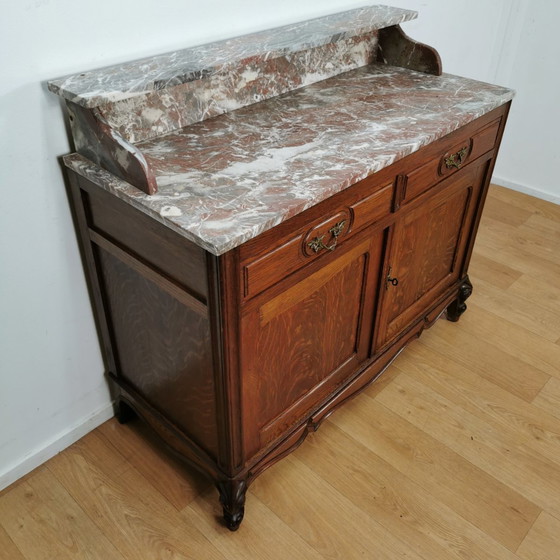 Image 1 of Vintage Frans Dressoir Commode, Ladekast Badkamermeubel Met Marmer Blad