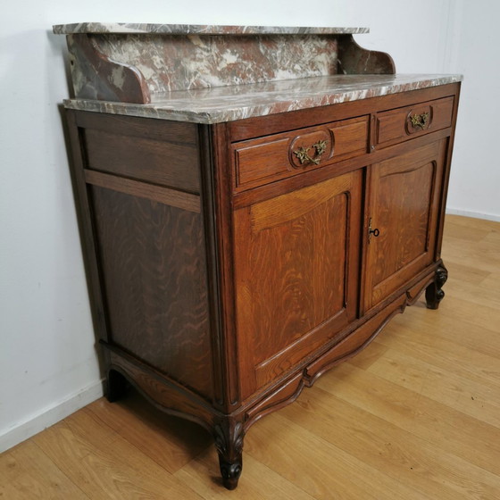 Image 1 of Vintage Frans Dressoir Commode, Ladekast Badkamermeubel Met Marmer Blad