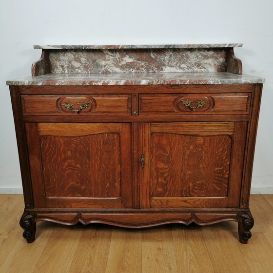 Image 1 of Vintage Frans Dressoir Commode, Ladekast Badkamermeubel Met Marmer Blad