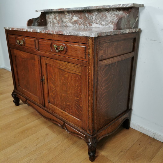 Image 1 of Vintage Frans Dressoir Commode, Ladekast Badkamermeubel Met Marmer Blad