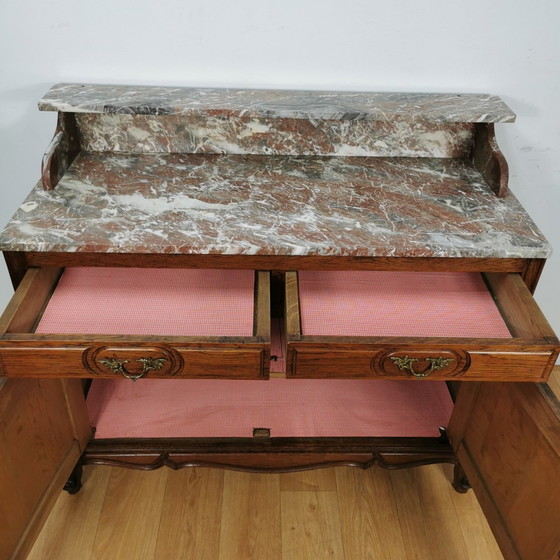 Image 1 of Vintage Frans Dressoir Commode, Ladekast Badkamermeubel Met Marmer Blad