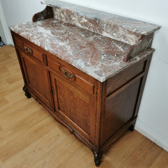 Image 1 of Vintage Frans Dressoir Commode, Ladekast Badkamermeubel Met Marmer Blad