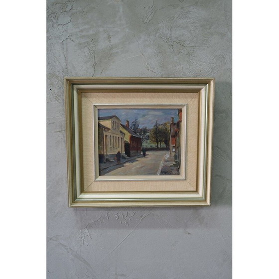 Image 1 of Modern vintage olieverfschilderij van Carl Oscar Larsson, Zweden 1958