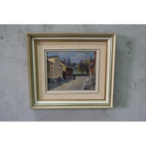 Image 1 of Modern vintage olieverfschilderij van Carl Oscar Larsson, Zweden 1958