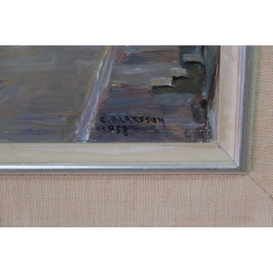 Image 1 of Modern vintage olieverfschilderij van Carl Oscar Larsson, Zweden 1958