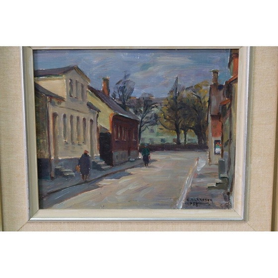 Image 1 of Modern vintage olieverfschilderij van Carl Oscar Larsson, Zweden 1958